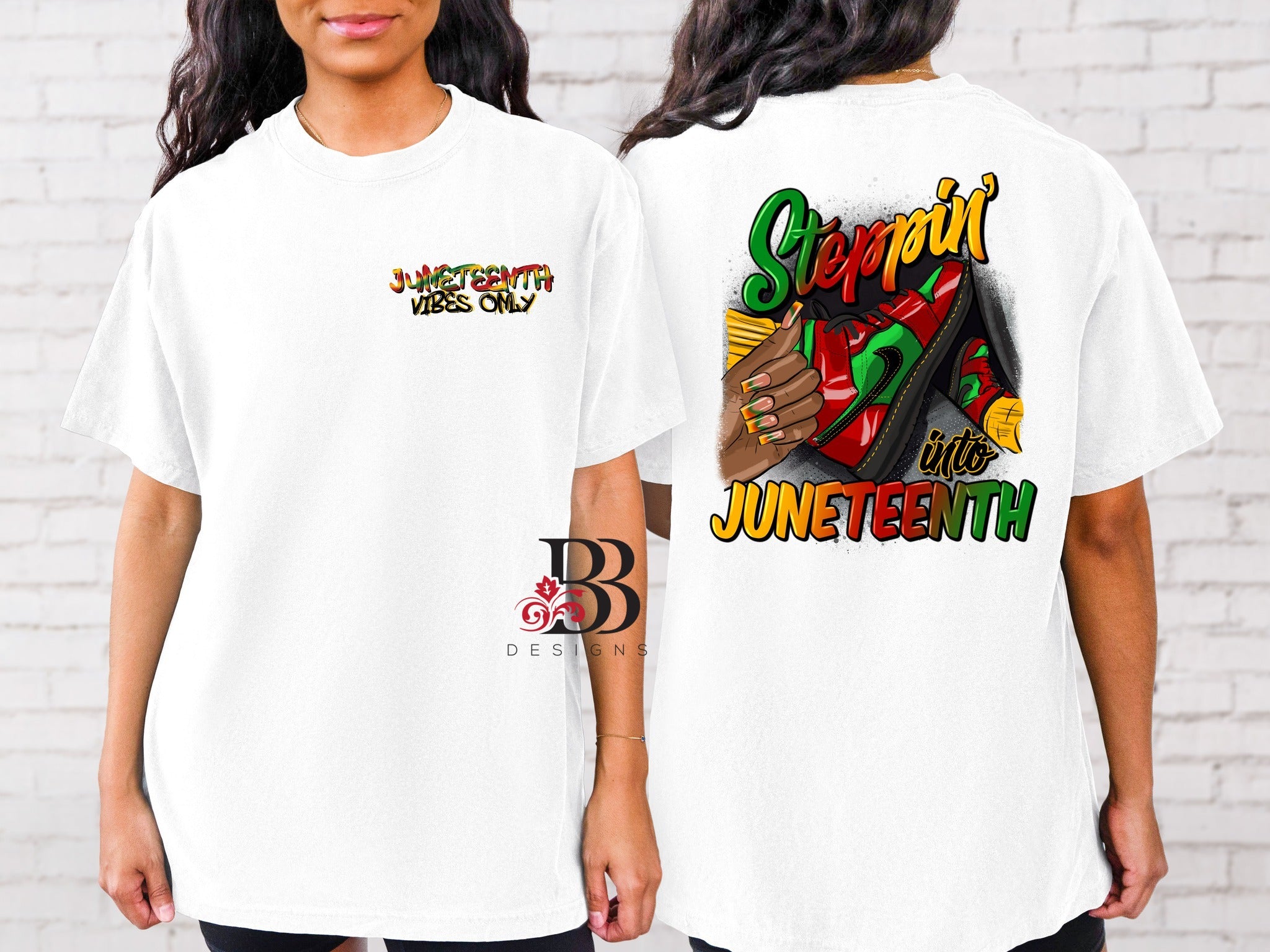 Steppin Into Juneteenth Nails and Sneakers (2 Sided Design)