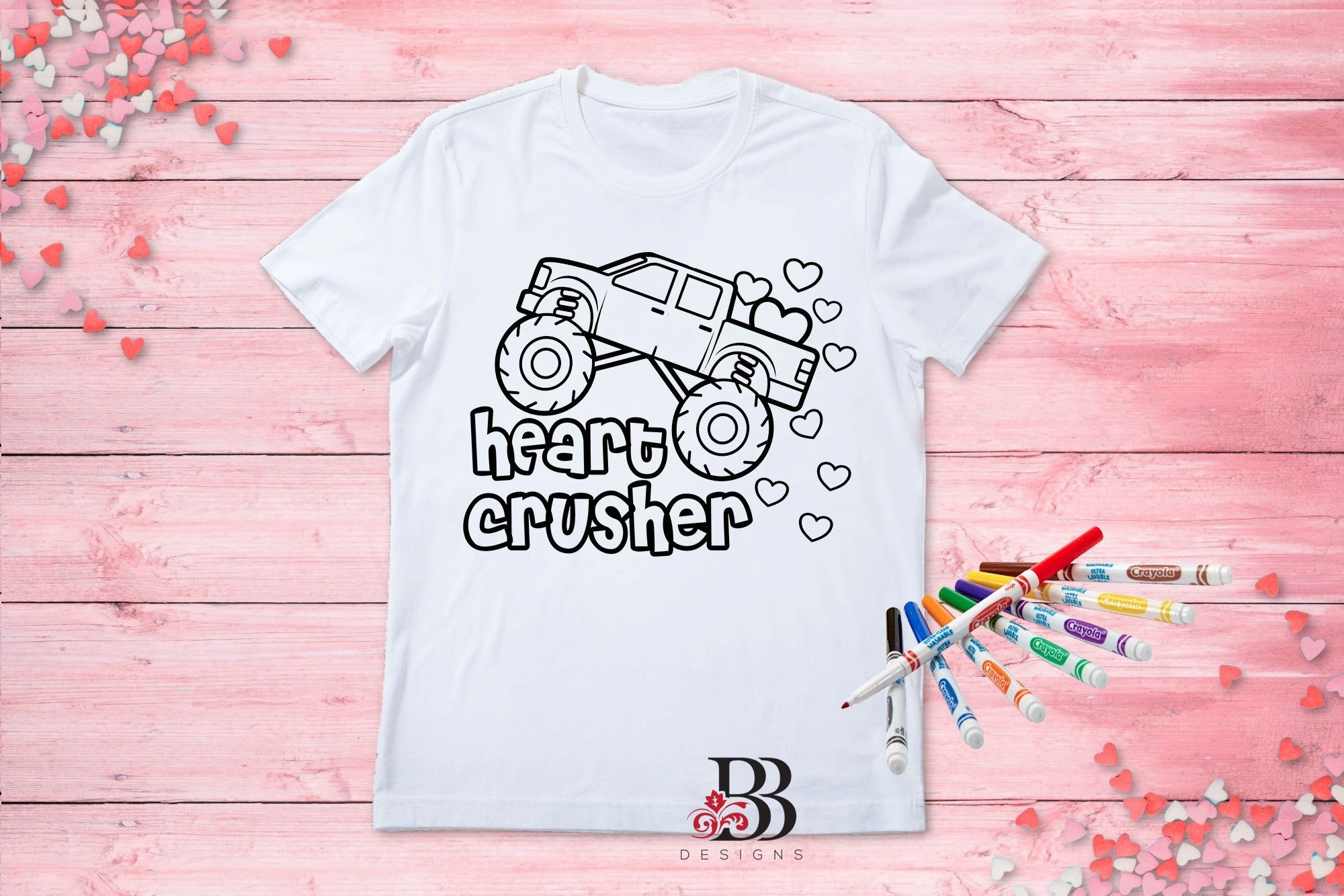 Heart Crusher Kids Washable Coloring Shirt w/Markers