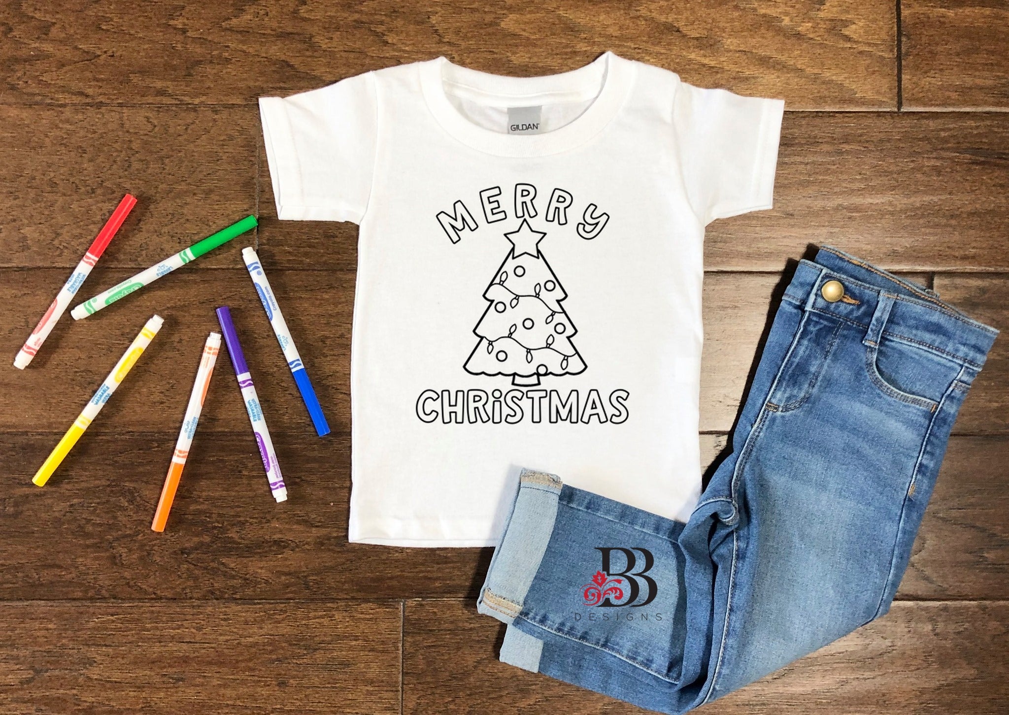 Kids Coloring Shirt - Christmas Tree