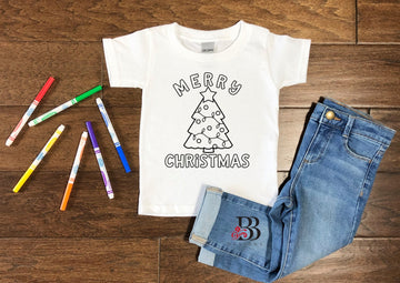 Kids Coloring Shirt - Christmas Tree